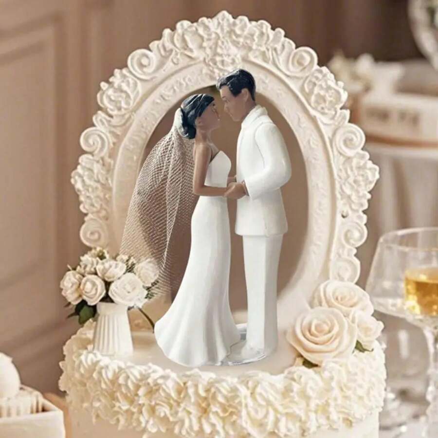 Wedding Cake Topper Elegant Couple Sculpture Realistic Keepsake Bride Groom Statue Decorative For Bridal Showers Anniversaries