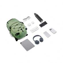 LI-NING CF Travel - Mochila deportiva de gran capacidad universal ABDV335 - Gris Verde Militar - Ver 4