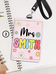 1 pieza Portaidentificación de cuero personalizado para maestros, regalo para maestros, regalo de aprecio a maestros, regalo de regreso a clases, portaidentificación personalizado con tema de útiles escolares, regalo de útiles escolares para maestros, impresión gráfica, suministros de regalo de Navidad, regalo de la semana de aprecio a maestros - Multicolor - Ver 18