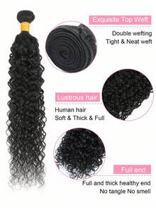 20 英寸卷发人发水波纹 3 束 4x4 蕾丝封口 预拔发际线透明蕾丝前片 带婴儿头发 自然发质