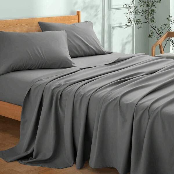 Sábana Encimera De Microfibra De Color Sólido (Individual/Matrimonial/Queen/King), Estilo Liso Y Sencillo, Tejido De Alta Densidad, Suave Y Lisa, No Se Destine Ni Se Encoge Fácilmente, Protege Cada Noche De Sueño, Apta Para Diversos Tipos De Cama Y Estilos De Decoración.