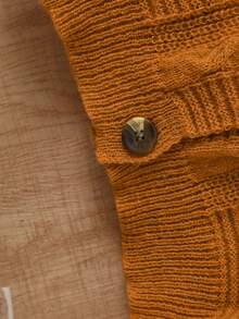 Chaqueta tipo cárdigan con textura de punto estilo retro para niña, para el otoño - Marrón - Ver 5