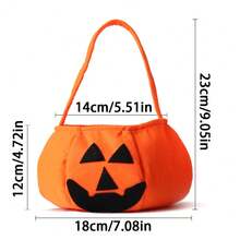 1 件/3 件可爱万圣节便携式南瓜包不给糖就捣蛋儿童糖果袋万圣节快乐礼物南瓜背包单肩包 - 橘色 - 查看 7