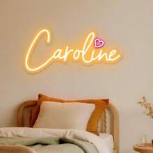 Custom Neon Sign,USB Dimmable Neon Signs Customizable For Wall Bedroom Dorm Nursing Room Decor, Personalized Neon Sign With Heart For Christmas Wedding Birthday Valentine's Gifts, LED Neon Name Sign For Xmas Bedroom Party Business Light Up Sign,Delicate Romance,Fall Decor