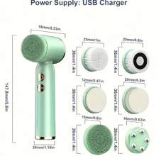 6-In-1 Facial Care System - Advanced Cleansing Technology With Spin Scrub Brush - Exfoliates, Massages For Radiant, Smooth Skin - Suitable For All Skin Types