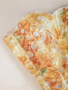 1 chiếc áo corset ren hoa mỏng màu vàng có họa tiết, khoét rỗng, kiểu áo quây, thích hợp mặc hàng ngày/dự tiệc/đám cưới mùa hè. - trái cam - Xem 7