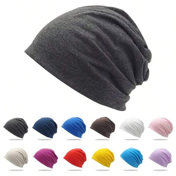 2024 New Baotou Solid Color Pile Hat Cross-Border Explosive Double-Layer Head Hat Thin Monthly Knitted Hat Wholesale Autumn Accessories
