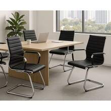 WAHSON OFFICE CHAIRS 2PCS PU Leather Office Chair Metal Frame Conference Chair For Meeting Room/Reception Area - 黑色 - 查看 10