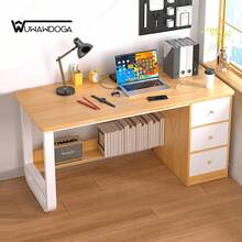 Escritorio para Home Office con 3 Cajones - Mueble de Oficina en Casa Moderno y Funcional, Perfecto para Teletrabajo y Estudio-Ideal para Dormitorios y Apartamentos Pequeños - Blanco - Ver 2