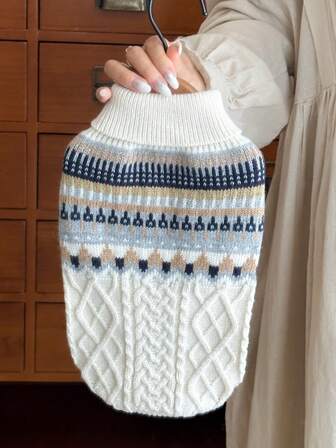 1 件复古针织宠物狗毛衣，适合小型犬和猫的温暖秋冬装