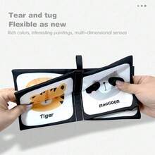 1pc Cartoon Black & White Cloth Book, Tear-Resistant, Chewable, Suitable As Newborn Gift - Multicolor - View 5
