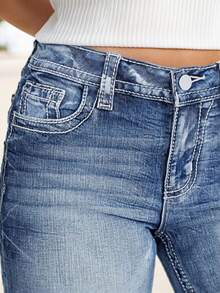New Women's Casual Button Pocket Jeans - High-Quality Straight-Leg Denim Pants For Everyday Wear - Best-Selling Jeans For Women