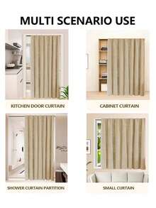 1 件双层 100% 遮光无钻窗帘，浪漫蕾丝透明顶层和自粘轻质底层面料，隐私保护和遮阳，自粘便携式窗帘适用于门、卧室、客厅、办公室、地下室、厨房、变暗房间、秋季装饰、秋季装饰、房间装饰 - 米色 - 查看 7