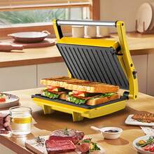 SUSTEAS Panini Sandwich Maker Grill Multi-Purpose Grill Pan Can Be Used To Grill Meat, Heat Toast, Baguettes, And Bagels Can Be Laid Flat At 180° Ideal For Home Barbecues And Grilling - US A Type Plug(110-127V) - View 10