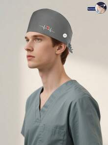 1 buah Topi Kerja Dokter Gigi Bordir, Unisex, Cocok untuk Panti Jompo, Salon Kecantikan, Topi Elastis yang Dapat Dicuci dengan Kancing, Sepanjang Musim - MultiWarna - View 2