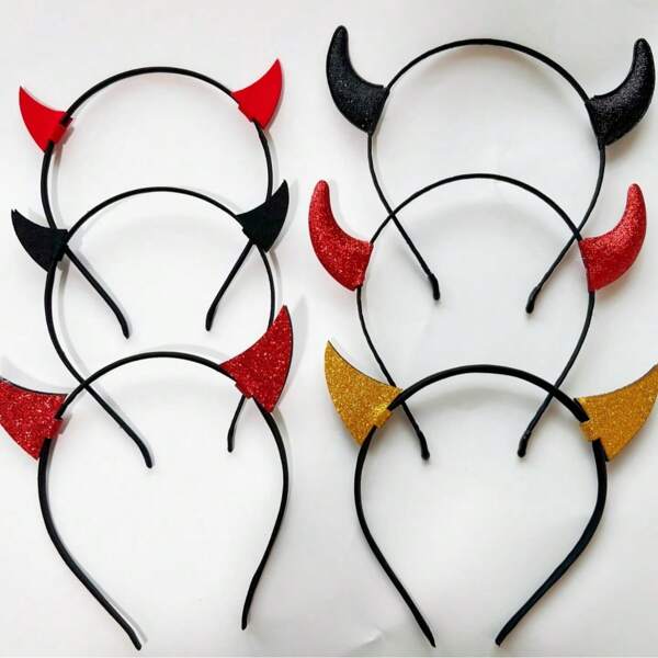 6PCS Halloween Accessories Cosplay Props Witch Demon Headdress Vampire Hair Band Vampire Calf Horn Hair Accessories, Beauty, Makeup, Diadema, Hair Hoop