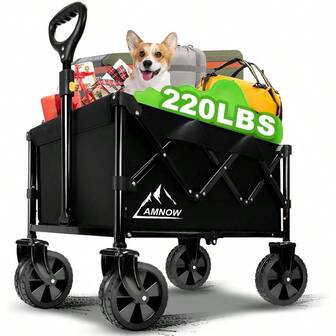 CollapsibleWagonCartwithWheelsFoldableFoldingWagonsCartswithSiltUniversalWheelsLarGroceryCartOnWheelsHeavyDutyUtilityforShoppingBeachSportsFishingCamping