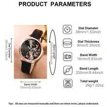 一套女士石英表，配蝴蝶和心形吊坠项链、耳环和手链首饰套装，适合日常佩戴、生日、返校、感恩节、情侣装，最佳礼物（不含礼盒） - 黑色 - 查看 5