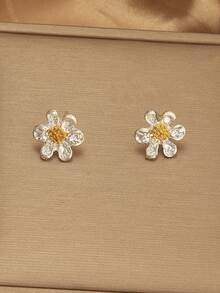 1 件复古优雅雏菊耳夹耳环，配饰 - W - 查看 5