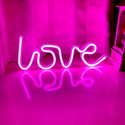 1pc Love Neon Sign Light, Battery Or USB Powered Neon Lamp, Home Wall Decor Light, Suitable For Girls Room Decor, Home Decor, Wall Decor, Holiday Party Decoration, Birthday, Proposal, Graduation, Wedding Anniversary, Valentine's Day, Mother's Day, Christmas And Other Holiday Party Decoration And Gift