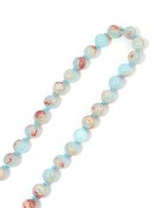 1 chiếc vòng cổ dài đính hạt trang trí Boho tua rua thắt nút 108 hạt Mala đá quý dùng để thiền yoga cầu nguyện tràng hạt trang sức cho phụ nữ khi đi nghỉ - Màu xanh nhạt - Xem 6