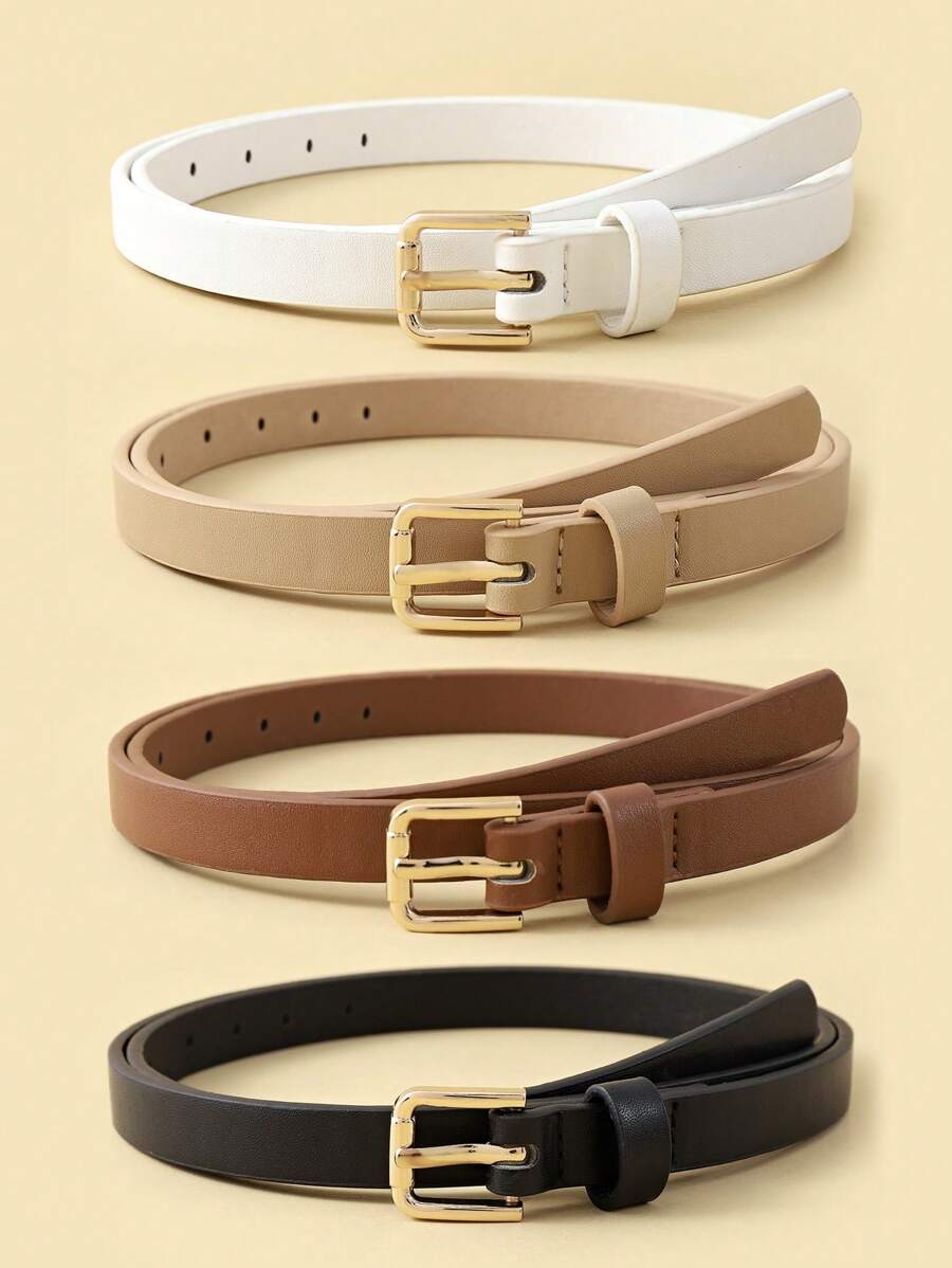 4pcs Women's Minimalist Versatile Fashion Belts, Suitable For Dresses Fall, Autumn, Halloween