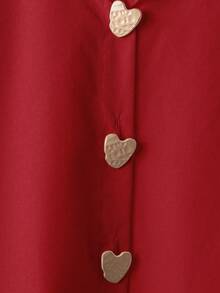 Áo sơ mi cổ chữ V Freeform dành cho nữ, thanh lịch và đa năng cho mùa xuân, hè, thu và đông, phù hợp cho công sở, đi làm, dạo phố và nghỉ mát. Khuyến nghị chọn nhỏ hơn một size do kiểu dáng rộng rãi, phong cách Hàn Quốc. - Đỏ - Xem 5