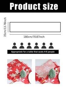1pc Christmas Theme Tablecloth, 35x180cm, Vintage Red Christmas Theme Snowflake Pattern, Christmas Holiday Theme Dining Table Decor Fabric, Suitable For Restaurant, Living Room, Christmas Family Gathering, Winter Fabric Decor.