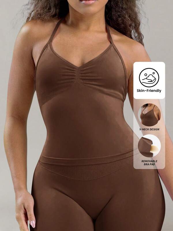 Yefecy Novo colete de ioga esportivo de impacto feminino, top fitness de ioga, roupa de ginástica, treino, costas nuas, sutiã embutido com bojos, tops