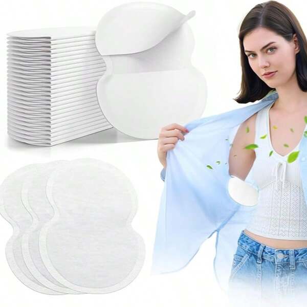 100 pièces/paquet Coussinets de transpiration jetables grande taille unisexes, confortables, inodores, invisibles, super adhésifs et imperméables à la transpiration pour les aisselles