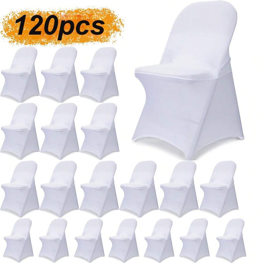 30/60/90/120PCS Stretch Spandex Folding Chair Cover Folding Kitchen Chair Cover, Universal Washable Sofa Cover Protective Cover, Detachable Chair Cover, Suitable For Wedding Party Restaurant Banquet Events - 黑色 - 查看 1