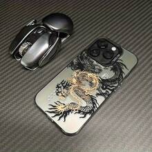 A Stylish Golden And Black Dragon-Patterned Laser Phone Case Suitable for Iphone 16, 15, 14, 13, 12, 11, XS, XR, X, 7, 8, 12/13 Mini Plus Pro Max SE Series, Perfect for Christmas, Easter, April Fool'S Day, Birthdays, Valentine'S Day,