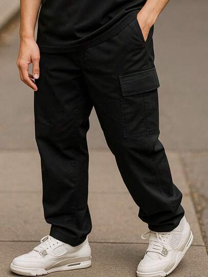 Calça Cargo Masculina Jeans Cós Elástico Cordão Skatista