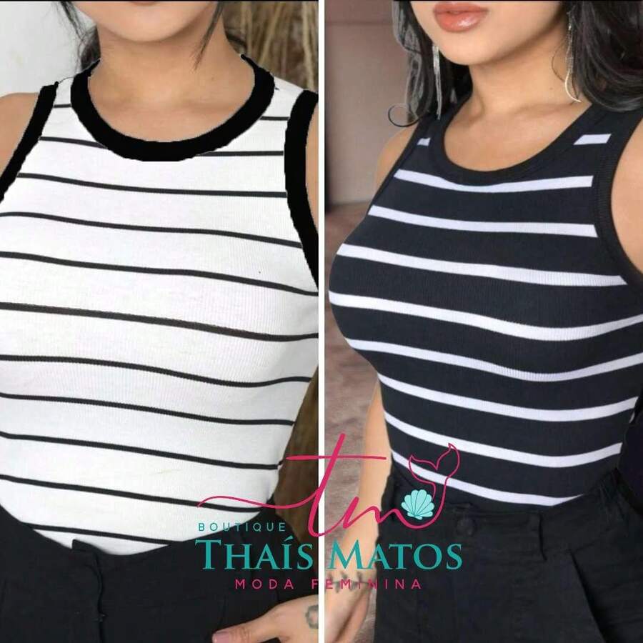 Kit 3 Regatas Canelada Listrada e Lisa Ribana Camiseta Básica Blusa Dia a Dia Moda Gringa Regata Casual