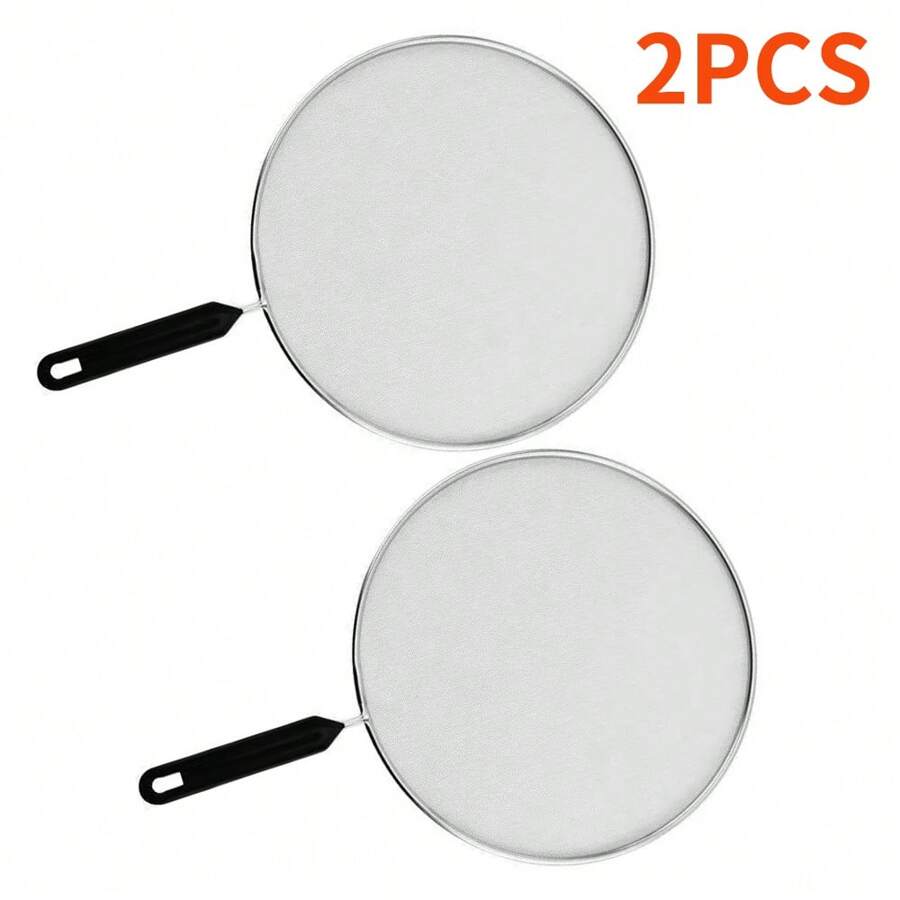 2PCS 25cm & 29cm Mesh Metal Wired Splatter Guard Anti-Splash Cover Screen Pan Pots - Silver - View 1