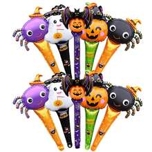 5/10pcs Halloween Theme Stick Balloons Bat Pumpkin Ghost Shape Hand A Stick Air Balloon Halloween Party Decoration - Multicolor - View 3