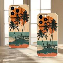 Funda para teléfono 1 pieza Diseño de coco ondulado TPU Cobertura total Ojo blanco Auténtica cubierta mate resistente a los golpes Protector de lente 16 Pro, SE4/16E, 16, 15 Pro, 14 Plus, 13, 12 Pro, 11 Pro, X, XS, S22, S23, S24, S23 Ultra, S25. - Blanco - Ver 1