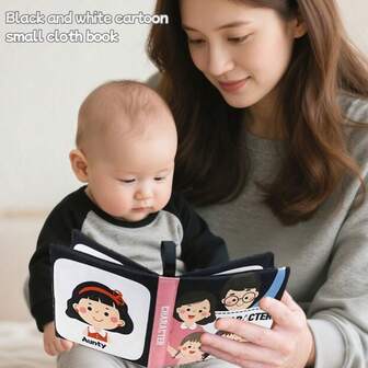 1 Piece Of Cartoon Black And White Cloth Book For Male And Female Treasures, Which Cannot Be Torn Apart And Can Be Gnawed On. It Is Suitable As A Gift For Newborn Babies