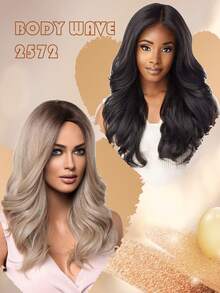 女士多层假发，带刘海，18 英寸红色合成蕾丝前部假发，适合日常使用，13x5x1.5 英寸 T 型假发，渐变棕色非洲式假发