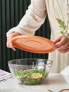 1pc/2pcs Round Plastic Food Storage Containers With Lids - Transparent Sealed Salad Bowls, Suitable For Meal Prep, Fruits, Snacks | Portable Kitchen And Picnic Bowl Set, Kitchen Utensils, Meal Prep, Food Storage Containers, Such As Tabletop Nuts, Dining Accessories - Transparent - View 6