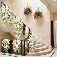 1/4 Paquetes de 30 pulgadas de flores artificiales blancas de lirio de la mañana con hojas de eucalipto, plantas artificiales, adecuadas para decoración interior y exterior, perfectas para bodas y compromisos, jardín, porche, granja, patio, decoración exterior, decoración colgante, decoración de otoño, decoración de Halloween, decoración navideña, decoraciones de Año Nuevo