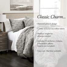 LUSH DECOR Ravello Pintuck Comforter Wheat 5Pc Set King Halloween-Fall Decor-Room Decor - Gray - 查看 1