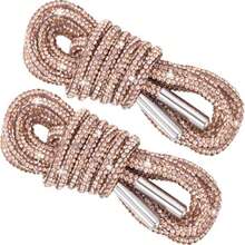 1 par de cordones de 120 cm de color champán con adornos de rhinestone. Cordones deportivos DIY elegantes adecuados para zapatillas y zapatos casuales.