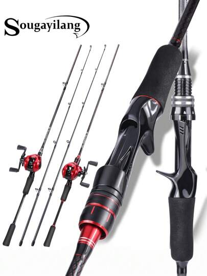 SOUGAYILANG Baitcasting Fishing Rod And Reel Combo - 1.8m/5.9ft Carbon Pole With Ultra Light Baitcasting Reel - Perfect For Travel, Saltwater And Freshwater Fishing