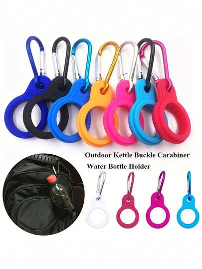 Five Styles Of Outdoor Water Bottle Hooks, Portable Climbing Hooks, Casual Running Bottle Holders, Durable Drink Hooks, Stainless Steel And Silicone Backpack Accessories, And Water Bottle Holders With Carabiners - Convenient Accessories For Outdoor Activities, Camping, Hiking, And Sporting Events.