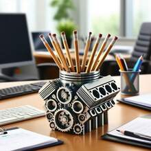 1pc Pen Holder With V8 Engine, Business Card Pencil Holder V6 Engine Model Block Business Card And Pen Holder 3D Printed Car Accessories For Men Desk Organizer - Nhiều màu - Xem 1