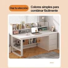Mesa escritorio oficina color blanco moderno 120 cm para pc trabajo estudio organización hogar muebles decoración minimalista fácil armado superficie amplia resistente accesorios computadoras despacho - Blanco - Ver 5