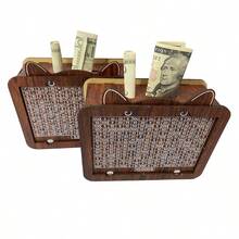 Wooden Piggy Bank, $5000&$10000 Challenge Coin Cat Piggy Bank, With Currency Target And Numbers, Including Whiteboard Pen, Christmas Gift - Multicolor - View 8