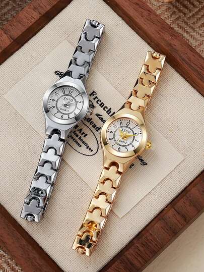 1 件迷你表盘女孩石英表，创意欧美时尚手链表，多功能设计，适合送礼、休闲、派对等