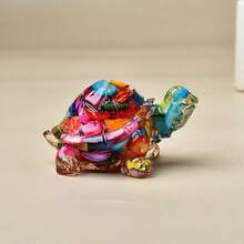 CUPIDCRYSTAL 1PC Natural Crystal Stone Resin Tortoise Statue Reiki Stone Cat Figurine Amulet Fengshui Sculpture For Home Office Decoration